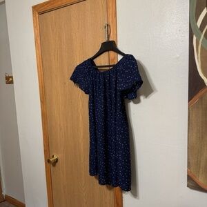 Finn & Grace XS Blue w/Star Print & Flutter Sleeves Off-the-Shoulder Mini Dress
